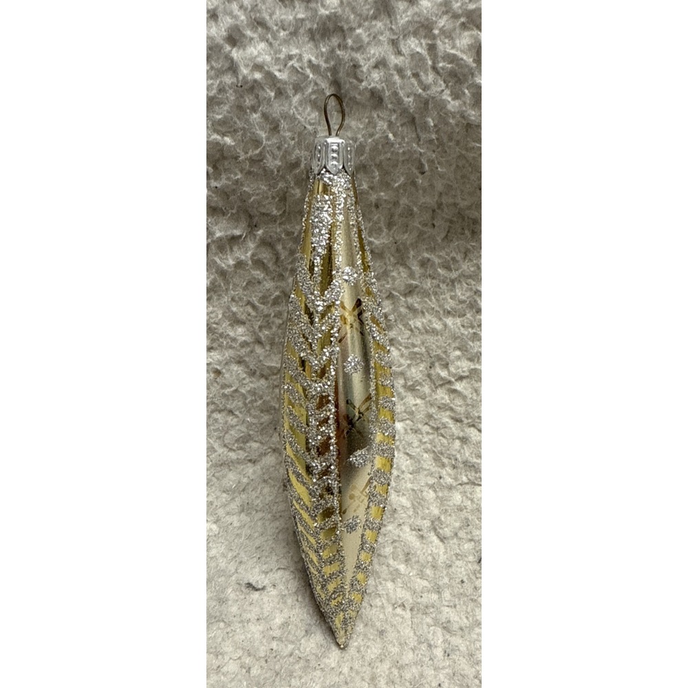 Antique Icicle Christmas Tree Ornament -  Mercury‎ Glass - Gold & Silver